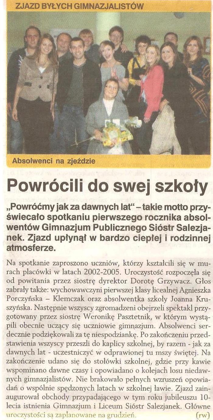 Image: Spotkanie absolwentów - 10 lat gimnazjum i liceum Sióstr Salezjanek w Ostrowie Wielkopolskim